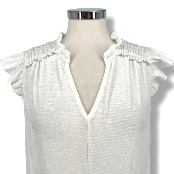 Anthem The Label Karina Top White Ruffle Sleeveless V-Neck Size XS NWT - Picture 2 of 9